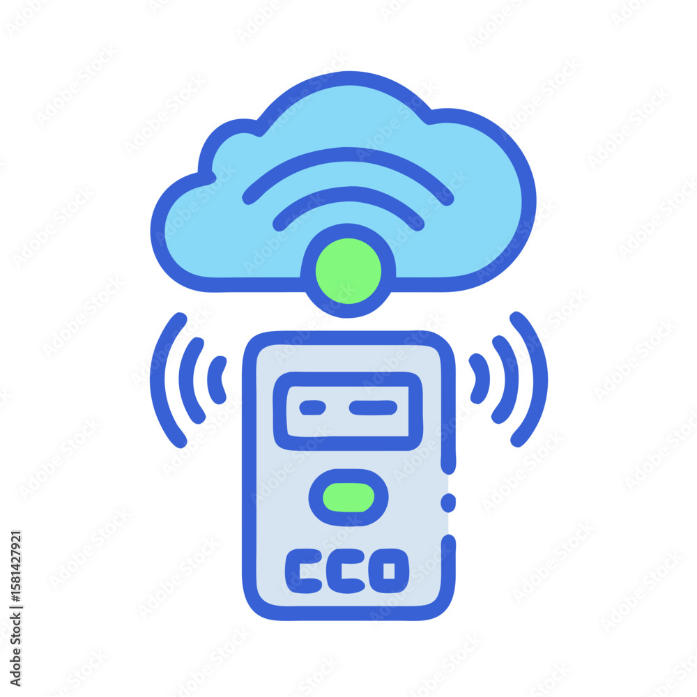Poster cloud connected object icon: data sharing and smart device integration