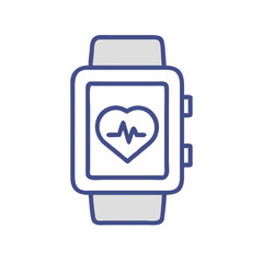 Smartwatch with Heart Rate Monitor Icon for Healthcare and Fitness Tracking