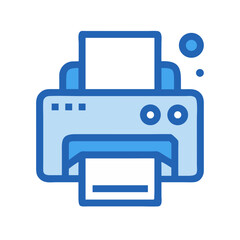 Blue Printer Icon: Printing, Office Equipment, Document Output and Technology