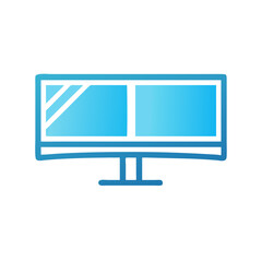 Ultrawide Monitor Icon - Blue Gradient, Display, Screen, Technology, Vector