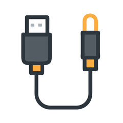 USB and Aux Cable Icon - Connection and Data Transfer