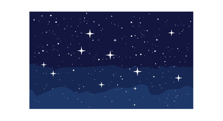 Naklejka premium Stylized Night Sky Illustration with Stars and Dark Blue Tones.