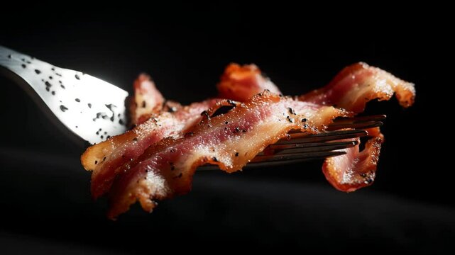 bacon on fork