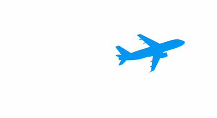 Blue Airplane Silhouette: Commercial Jet with Wings and Tail.