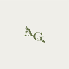 bold initial concept luxury wedding monogram design AG organic leaf logo letter