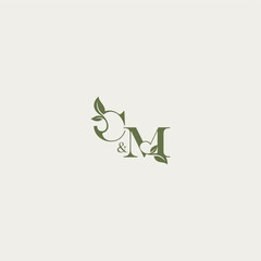 bold initial concept luxury wedding monogram design CM organic leaf logo letter