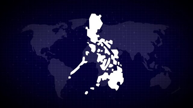 Philippines map futuristic Phillipines country shape connected global map with blue gradient background