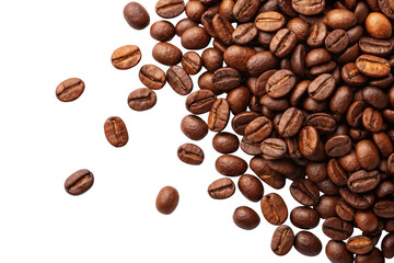 Fototapeta premium Roasted coffee beans isolated on transparent background