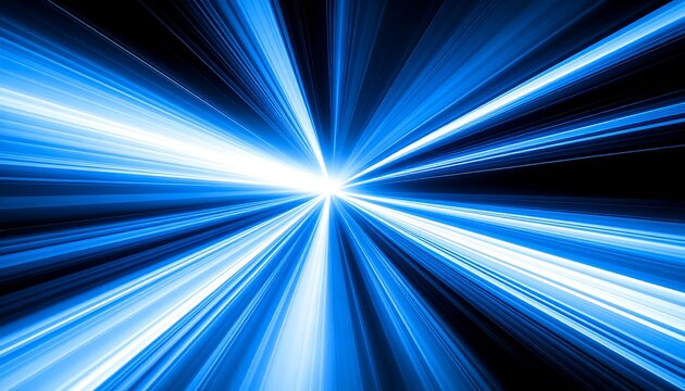 Radial blue light streaks on black background