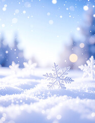 눈결정과 환상적인 눈밭 배경  