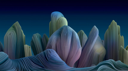 Abstract 3D Waves in Gradient Blue and Green Tones