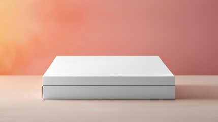 Minimalist Closed Pizza Box Mockup on a Table