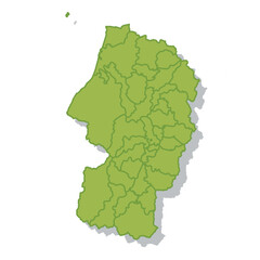 山形　日本　地図　シルエット　アイコン
