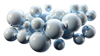 Glossy spheres cluster isolated on transparent background