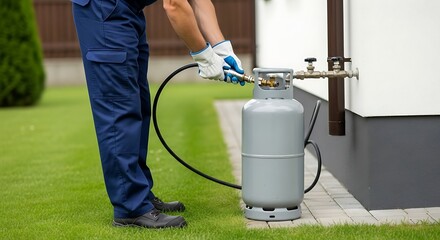 Worker Checking Gas Cylinder Regulator