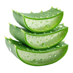 Fresh aloe slices isolated on transparent background
