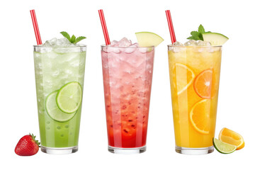 Refreshing drinks isolated on transparent background