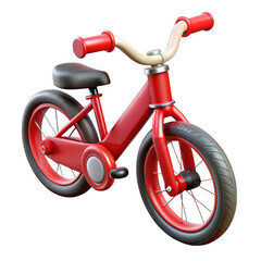 Red balance bike isolated on transparent background