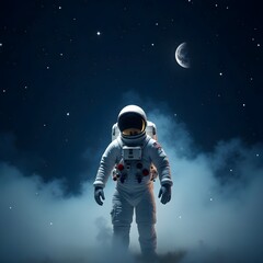 Astronaut in Space Suit Standing Under the Stars