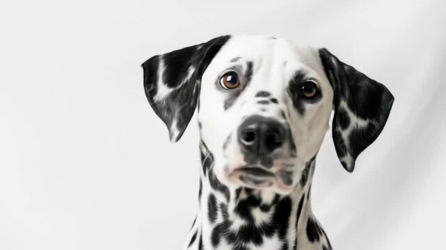 Dalmatian Dog Portrait Against White Background