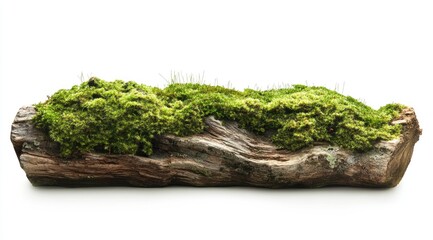 Moss-covered log, isolated