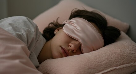 Woman sleeping peacefully with a silk eye mask