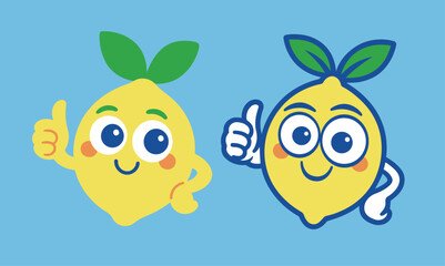 Cute Lemon Mascots Giving Thumbs-Up Illustration