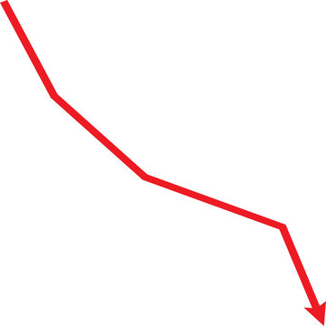 Red arrow pointing downwards indicating decline