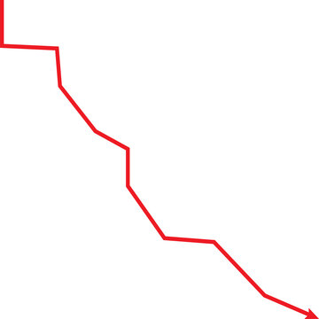 Red arrow graph showing downward trend