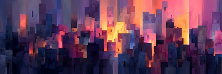 Abstract Cityscape Art with Warm Tones