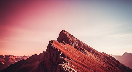 Crimson Peaks Capturing the majestic mountain range under a vibrant sunset, showcasing natural beauty and awe-inspiring scale of nature.