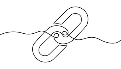 Obraz premium Linear background of chain. One continuous line drawing of a chain. Single continuous line drawing link or hyperlink chain symbol isolated illustration. Single continuous line blockchain Linking sign.