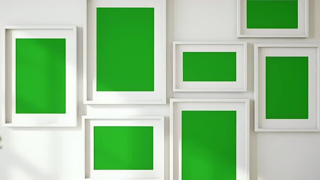 White picture frames with green mockup backgrounds