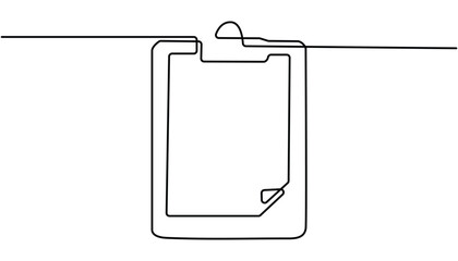 Continuous Line Drawing of Survey Icon. Clipboard with checklist icon continuous one line drawing of outline vector illustration.
