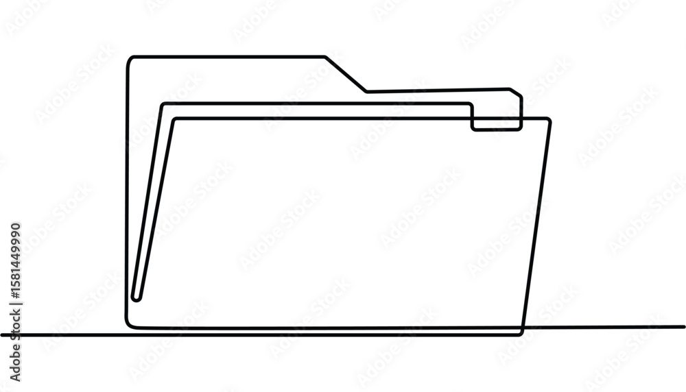 Fototapete one continuous line vector drawing of a folder. office file continuous one line drawing , regulation