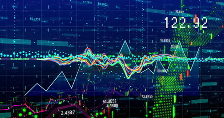 Displaying market charts showing price swings on trading platform, with candlesticks and gridlines