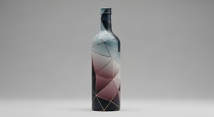 Elegant Geometric Wine Bottle Design Abstract Art for Fine Beverages