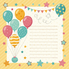 happy birthday card with balloons