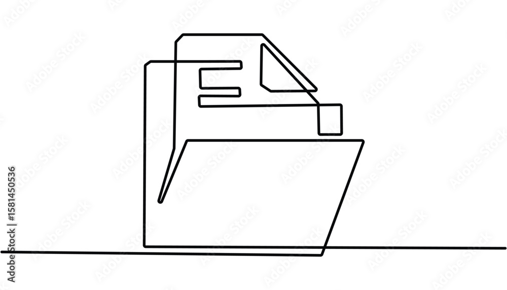 Fototapete one continuous line vector drawing of a folder. office file continuous one line drawing , regulation