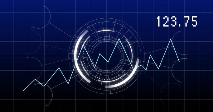 Displaying circular HUD charting line graph in digital dashboard environment, with numeric readout