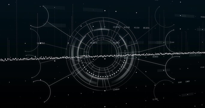 Showing concentric data visualization interface on digital display, with waveform, numeric labels