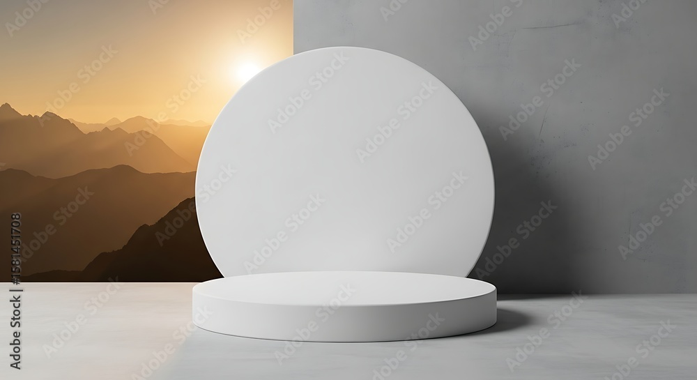 Fototapete minimalist presentation podium with mountain view showcase your product with this clean, modern disp