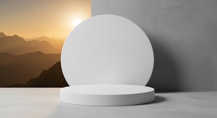 Minimalist Presentation Podium with Mountain View Showcase your product with this clean, modern display backdrop.