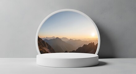 Minimalist Mountain Vista Display A Scenic Presentation Platform for Design Showcase