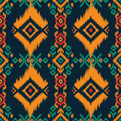 Ikat boho ethnic abstract ikat art.Aztec geometric art ornament print,folk embroidery, and Mexican style.Seamless pattern in tribalDesign for carpet, wallpaper, clothing, wrapping, fabric, cover.