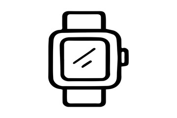 The watch face is square with rounded corners, and two diagonal lines are visible on the screen, possibly indicating a reflection or a stylized display. 