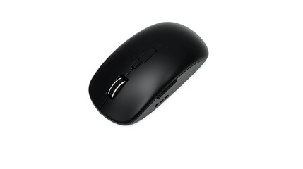 Sleek black wireless computer mouse for enhanced productivity and seamless navigation on a plain white background.