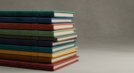 Fototapeta premium A vibrant pile of books, perfect for showcasing education, literature, or the pursuit of knowledge