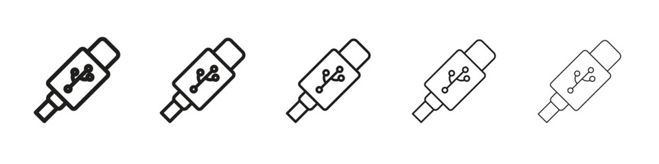 USB type c icon simple editable stroke series pack. eps10