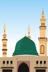 Mosque madinah green dome vektor 